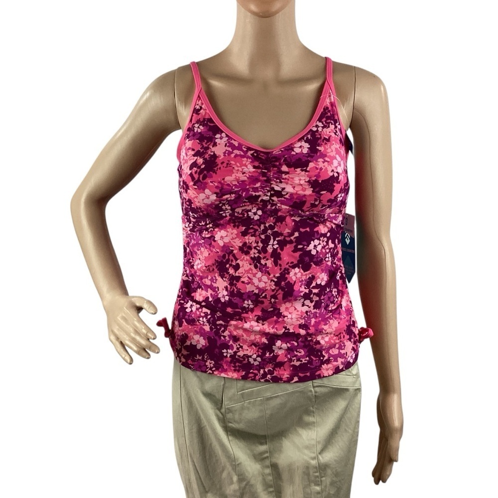Free Country Floral Tankini Swim Top Pink Purple Size S